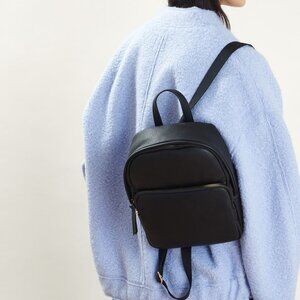 Accessorize Small Plain Faux Leather Backpack Black